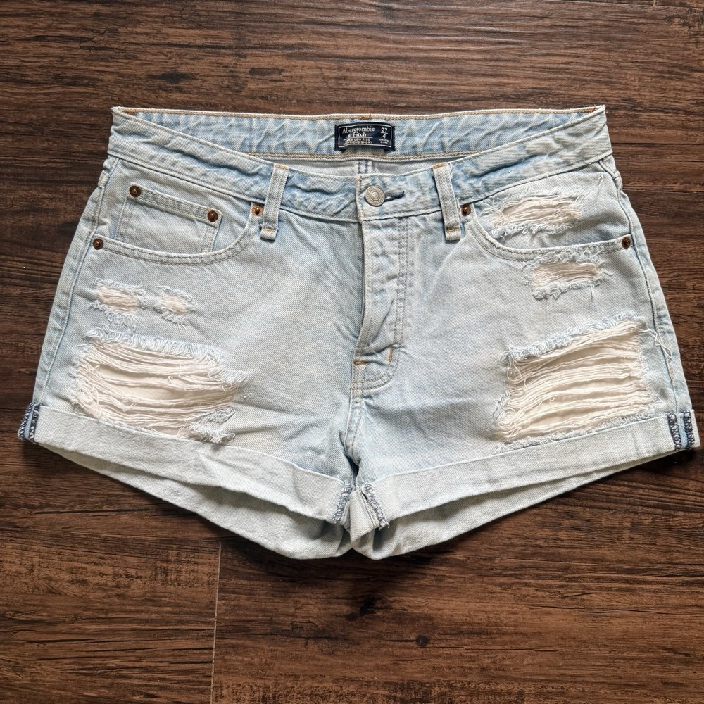 Abercrombie & Fitch 27/4 Waist 30" Ames Low Rise Boyfriend Shorts Distressed